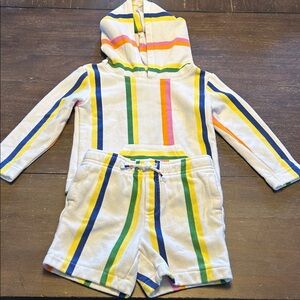 Janie and Jack Striped Cotton/Polyester 2-Piece Hoodie with Shorts Set